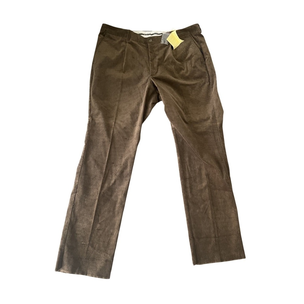 Barbour Corduroy Trousers NWT Relaxed Pleat Brown Unfinished Hem |‎ Size 44